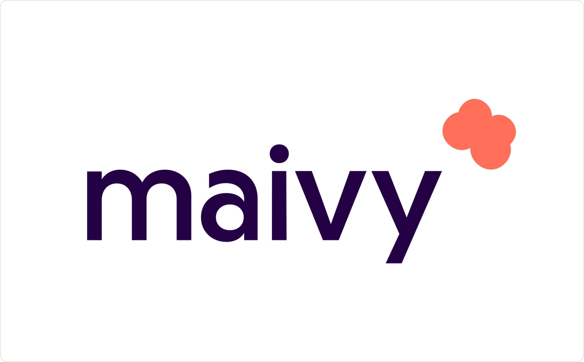 Maivy wordmark with its small organic coral mark
